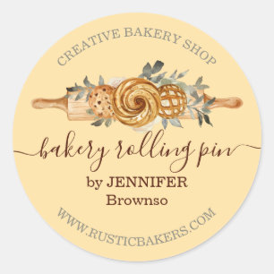 Deegroller Bakkerij Koekjes Brood elegant geel Ronde Sticker