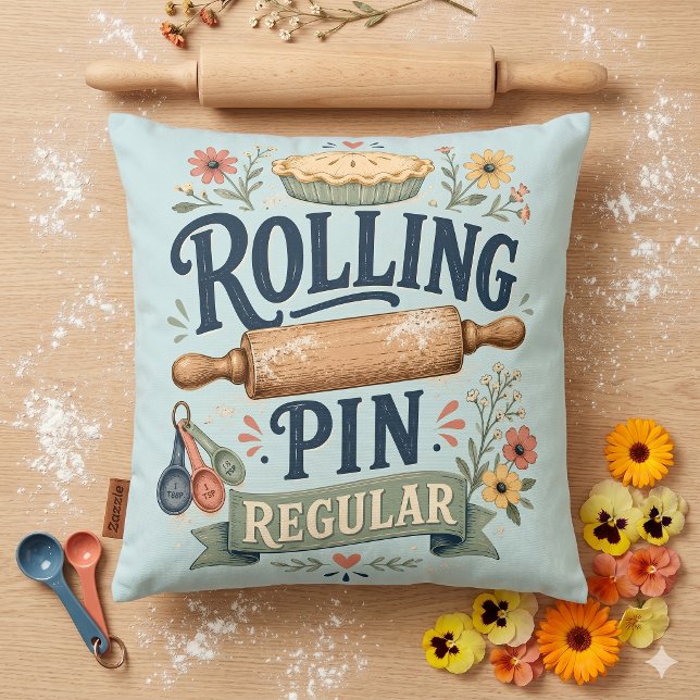 Deegroller Regelmatige Cottage Bakker Kussen (Rolling Pin Regular Cottage Baker Throw Pillow)