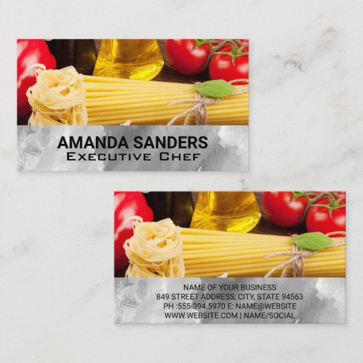 Deegwaren en groenten | Culinair koken Visitekaartje (Voorkant / Achterkant)