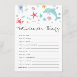 Deegwaren onder het Zee Baby shower wenst Baby Informatiekaartje