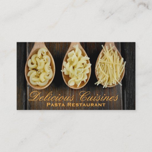 Deegwaren op lepel visitekaartje (Voorkant)