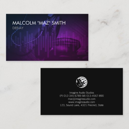 Deejay Disk Jockey DJ Visitekaartje (Voorkant / Achterkant)