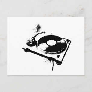 Deejay DJ Platenspeler Post Card   House Music Gif Briefkaart