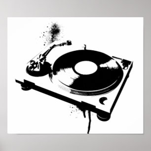 Deejay DJ Platenspeler Poster   House Music Gifts