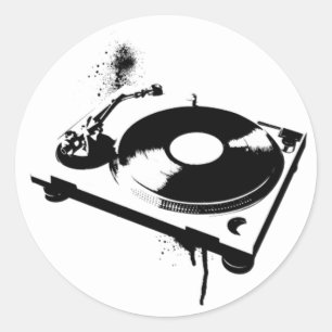 Deejay DJ Platenspeler Round Sticker Huismuziek