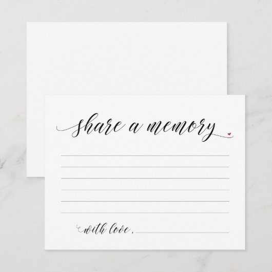 Deel A Memory Sympathie, Memorial Note Card Kaart (Voorkant / Achterkant)