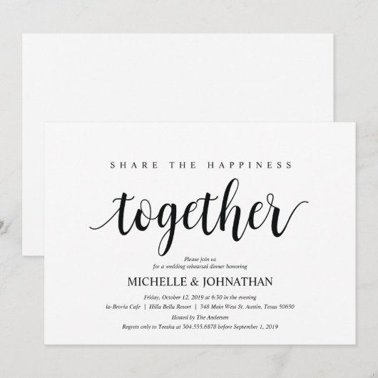 Deel de geluksprietrepetitie Dinner calls Kaart (Voorkant / Achterkant)