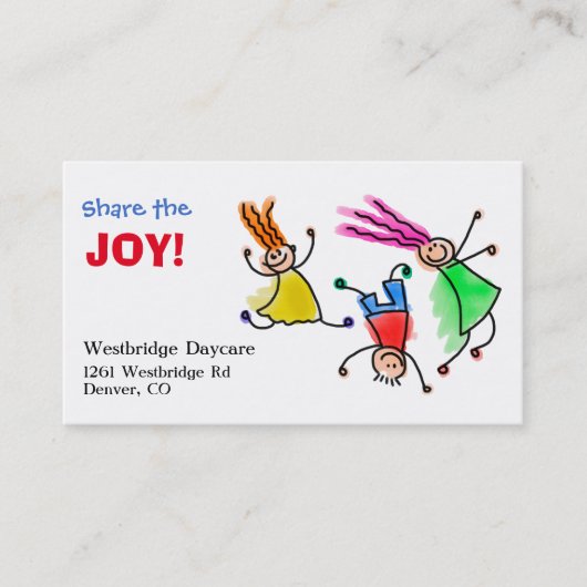 Deel de Joy Childcare Visitekaartje (Voorkant)