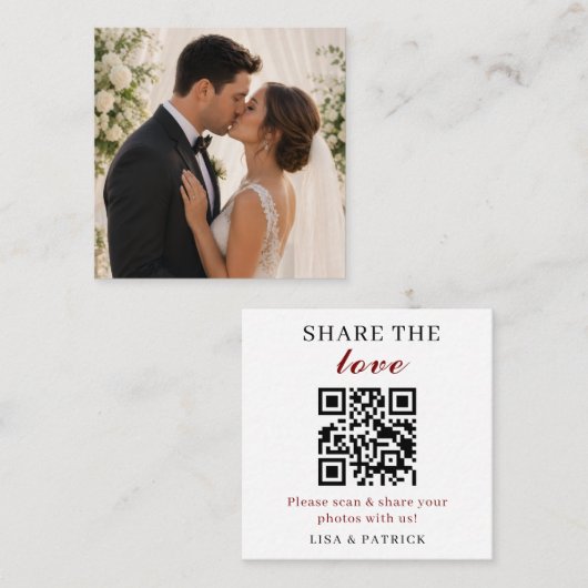 Deel de Liefde Aangepaste QR Code Trouwkaart Contactkaartje (Voorkant / Achterkant)