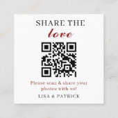 Deel de Liefde Aangepaste QR Code Trouwkaart Contactkaartje (Achterkant)