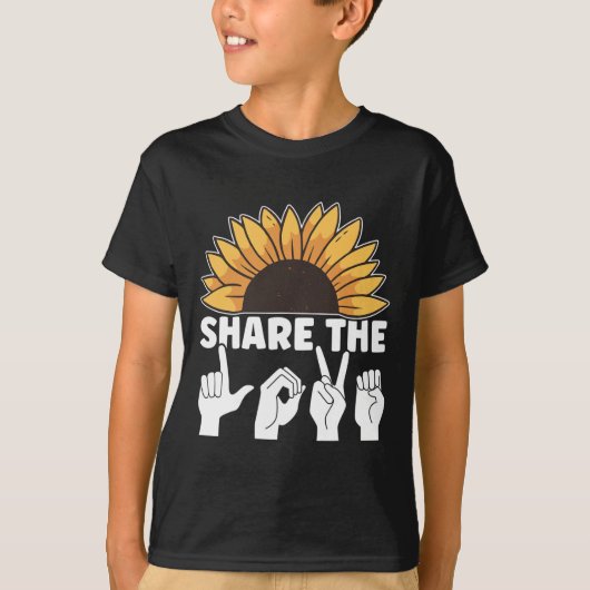 Deel de liefde ASL Amerikaanse gebarentaal Awarene T-shirt (Voorkant)