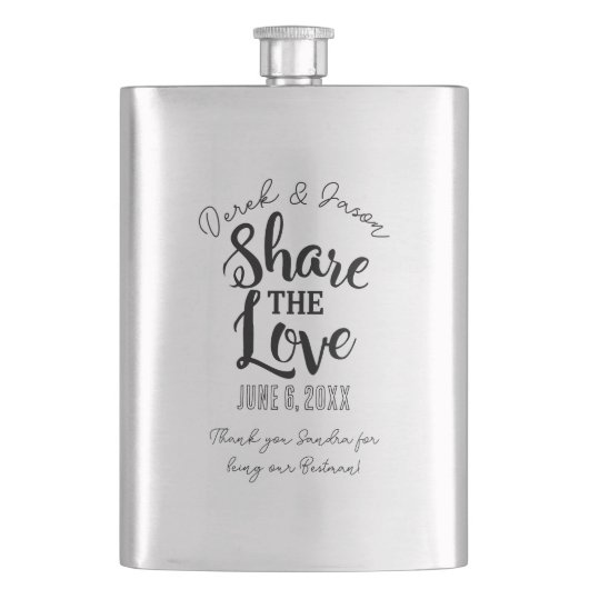 Deel de liefde beste man, groomsman, cadeau idee h flacon (Voorkant)