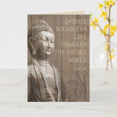 Deel de Liefde Boeddhist Wood Effect Boeddha Quote Kaart (Gele Bloem)