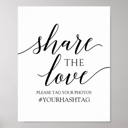 Deel de Liefde Bord | Romantische kalligrafie -Zwa Poster (Voorkant)