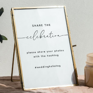 Deel de liefde bruiloft hashtag teken poster