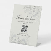 Deel de liefde bruiloft QR Code Sign Reclamebord Met Voetstuk (Voorkant)
