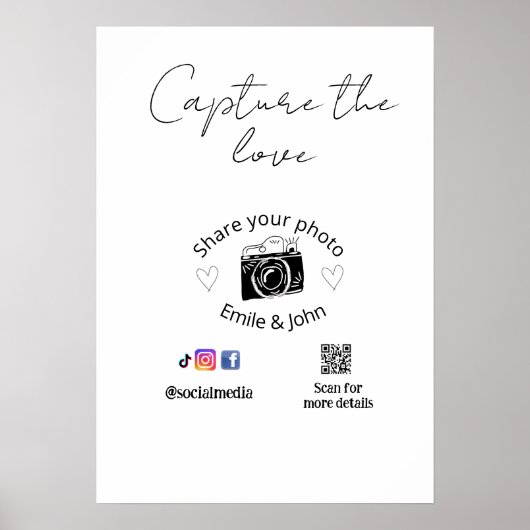 deel de liefde bruiloft qr koppel liefde naam datu poster (Voorkant)