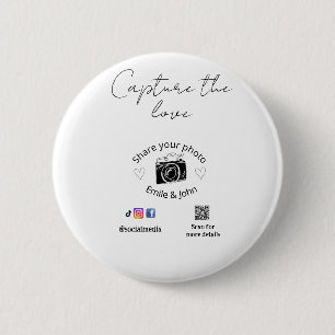 deel de liefde bruiloft qr koppel liefde naam datu ronde button 5,7 cm