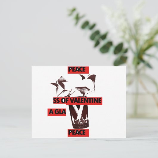 Deel de liefde: een glas Valentijn Vredeskunst Briefkaart (Staand voorkant)