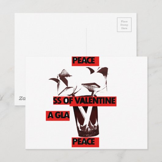 Deel de liefde: een glas Valentijn Vredeskunst Briefkaart (Voorkant / Achterkant)