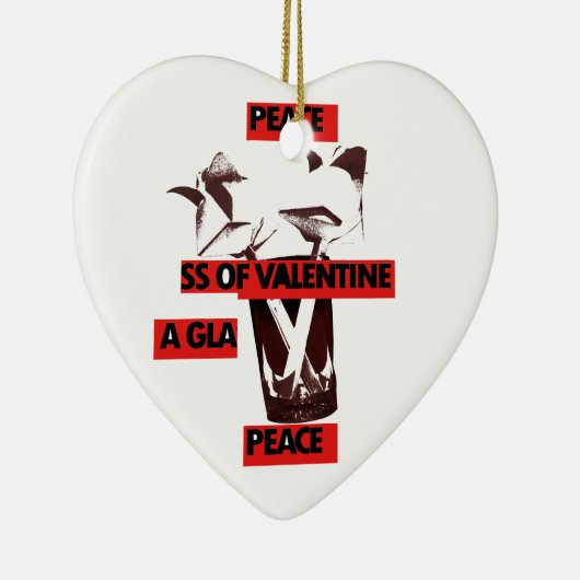 Deel de liefde: een glas Valentijn Vredeskunst Keramisch Ornament (Rechts)