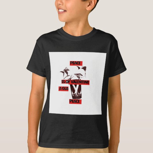 Deel de liefde: een glas Valentijn Vredeskunst T-shirt (Voorkant)