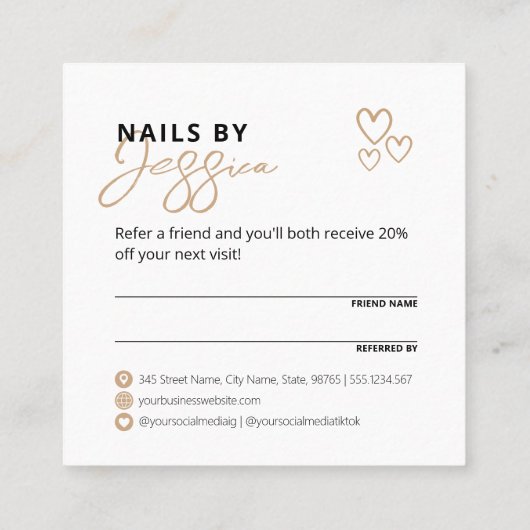 Deel de liefde Elegant Black Script Typografie Aanbevelingskaartje (Achterkant)