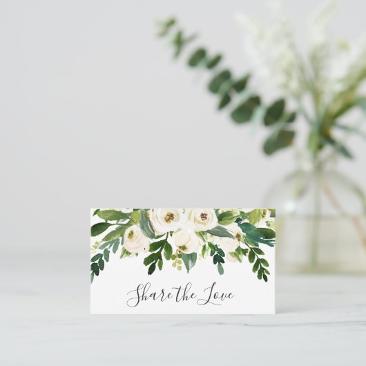Deel de Liefde Elegant Floral Rozen en Greenery Aanbevelingskaartje (Staand voorkant)