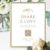 Deel de Liefde, Elegant Gouden Huwelijks QR Code B Poster