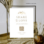 Deel de Liefde, Elegant Gouden Huwelijks QR Code B Poster