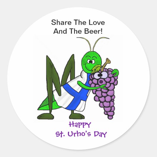Deel de Liefde en het Bier Stickers - St. Urho (Voorkant)