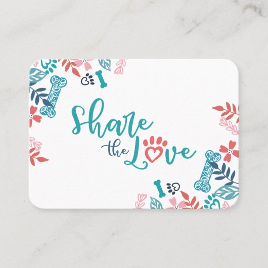 Deel de liefde Floral & Foliage Pet Pattern Aanbevelingskaartje (Voorkant)