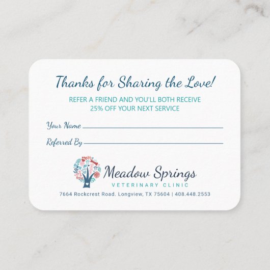 Deel de liefde Floral & Foliage Pet Pattern Aanbevelingskaartje (Achterkant)