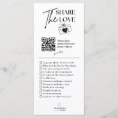 Deel de liefde foto ik spion bruiloft spel scaveng menu (Voorkant)