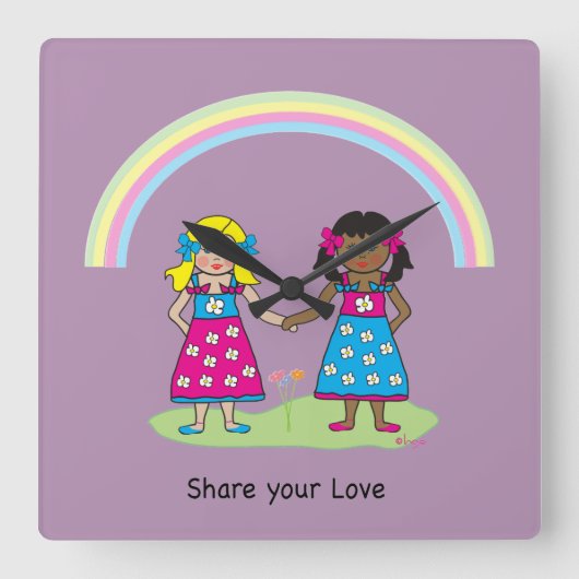 Deel de liefde - Gelijkheid voor iedereen Vierkante Klok (Voorkant)