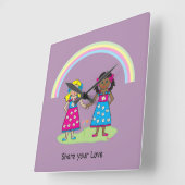 Deel de liefde - Gelijkheid voor iedereen Vierkante Klok (Hoek)