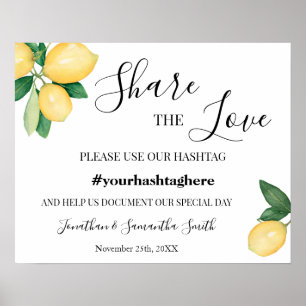 Deel de Liefde Hashtag Wedding Lemons Poster