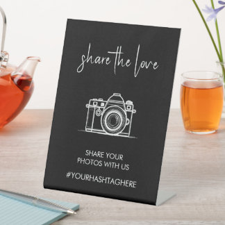 Deel de Liefde - Huwelijk Hashtag Photo Sign Reclamebord Met Voetstuk