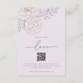 Deel de Liefde Lila Huwelijksfoto Sharing QR Code Informatiekaartje (Voorkant)