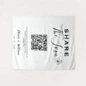 Deel de liefde moderne QR-code bruiloft achtergron Wandkleed (Voorkant (horizontaal))