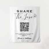 Deel de liefde moderne QR-code bruiloft achtergron Wandkleed (Voorkant)