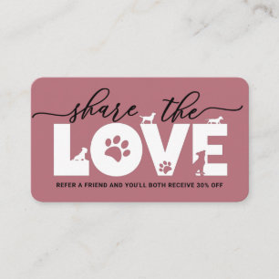 Deel de Liefde Pet Services  Aanbevelingskaartje
