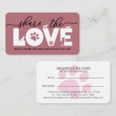 Deel de Liefde Pet Services  Aanbevelingskaartje (Voorkant / Achterkant)