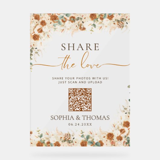 Deel de liefde QR Acryl Teken Bord (Voorkant)