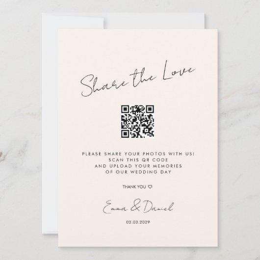 Deel de Liefde QR Code Beige Trouwgalerij (Voorkant)