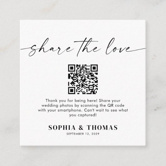 Deel de liefde QR code bruiloft foto delen Informatiekaartje (Voorkant)
