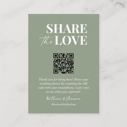 Deel de liefde QR code bruiloft foto delen Informatiekaartje (Voorkant)