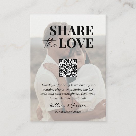 Deel de liefde QR code bruiloft foto delen Informatiekaartje (Voorkant)