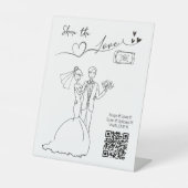 Deel de Liefde QR Code Bruiloft Fotobord Reclamebord Met Voetstuk (Voorkant)