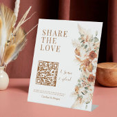 Deel de Liefde QR Code Elegante Kalligrafie Rustie Reclamebord Met Voetstuk